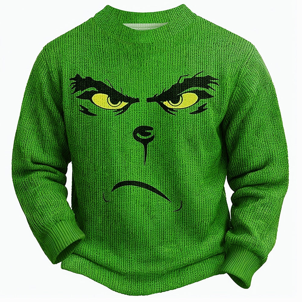Grumpy Green Face Christmas Sweater