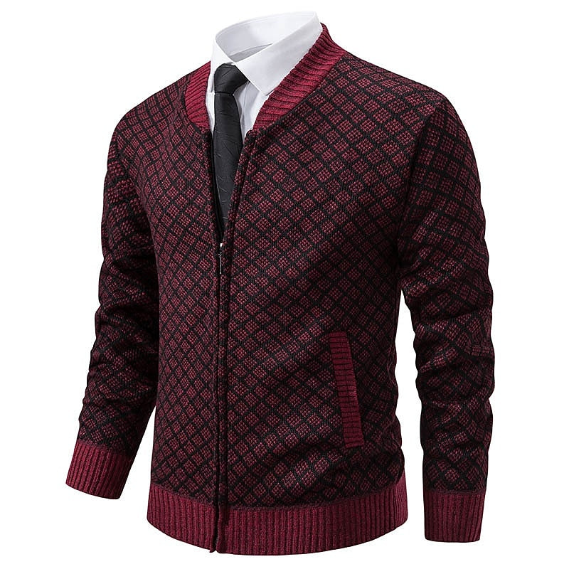 Diamond Lattice Zip Cardigan
