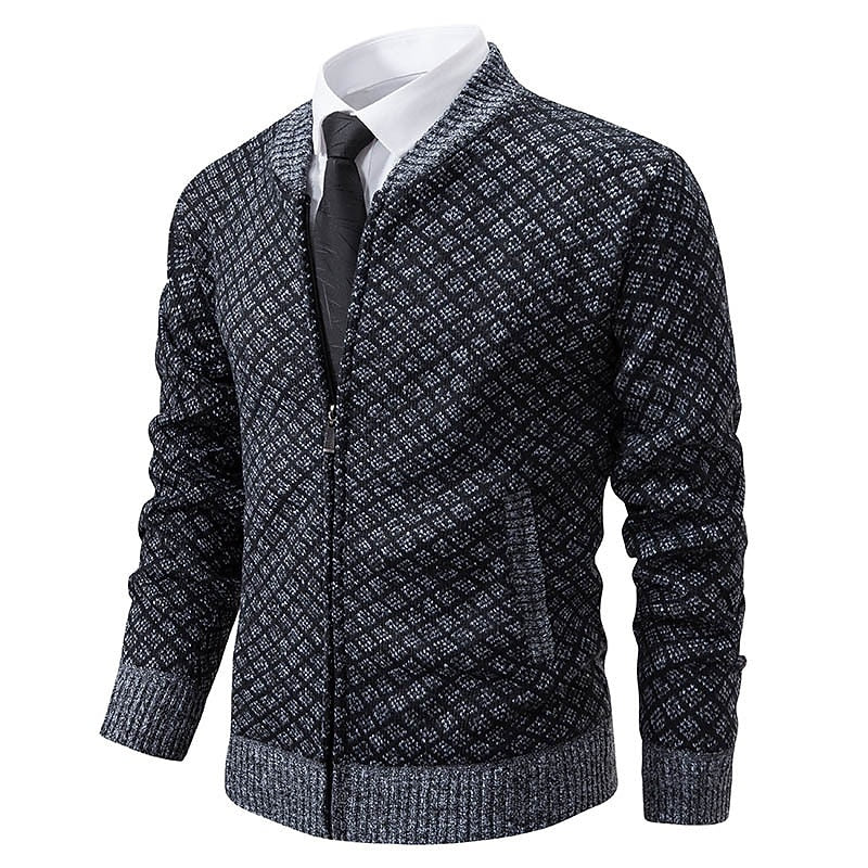 Diamond Lattice Zip Cardigan