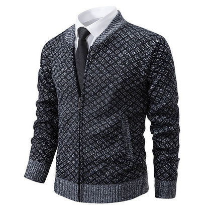 Diamond Lattice Zip Cardigan