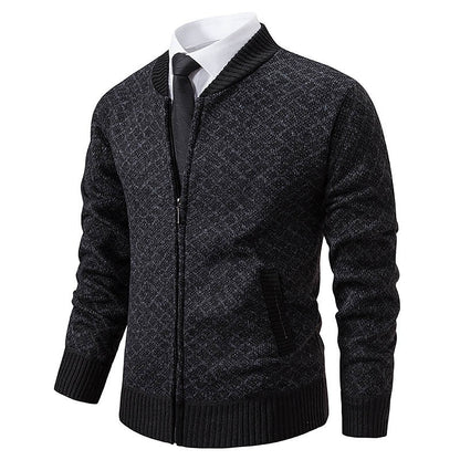 Diamond Lattice Zip Cardigan