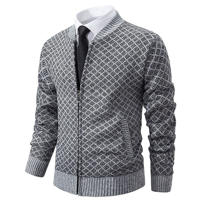 Diamond Lattice Zip Cardigan