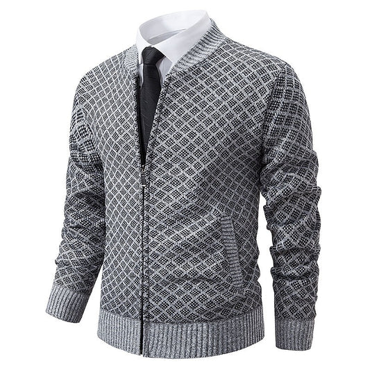 Diamond Lattice Zip Cardigan