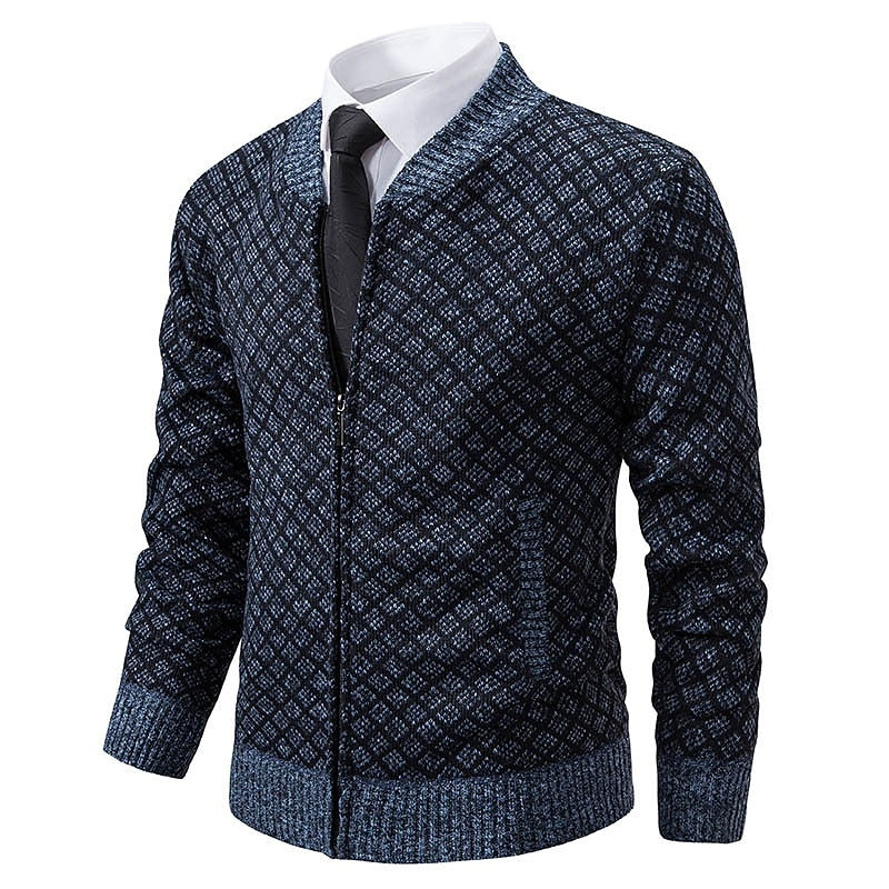 Diamond Lattice Zip Cardigan