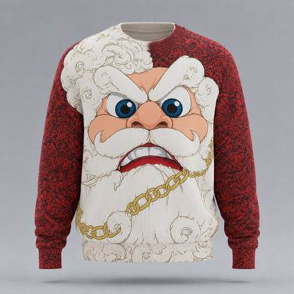 Gold Chain Angry Santa Christmas Sweater