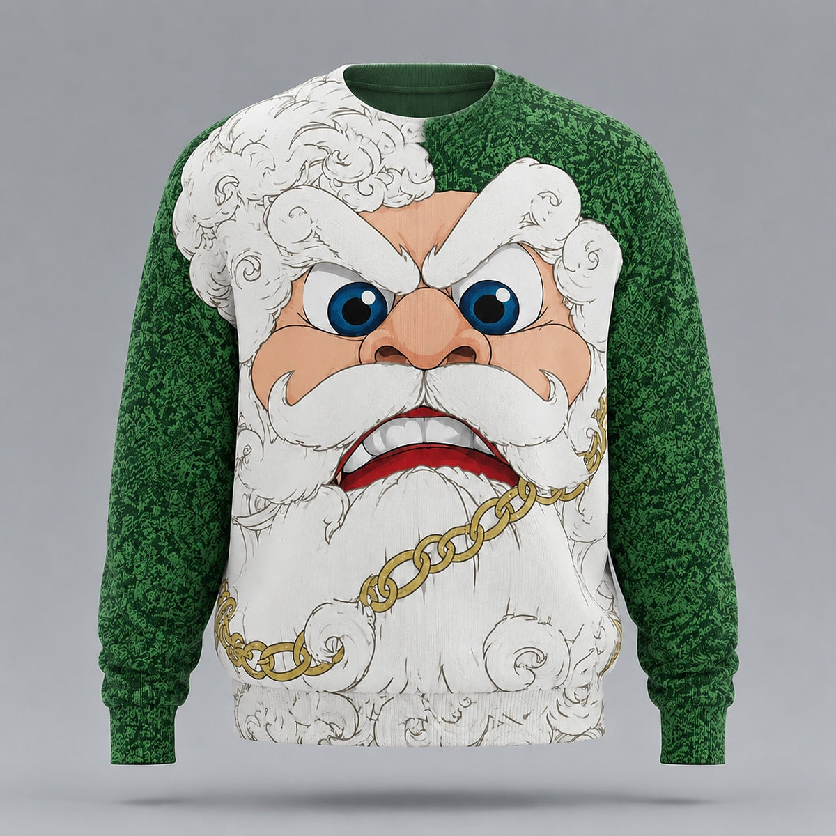 Gold Chain Angry Santa Christmas Sweater