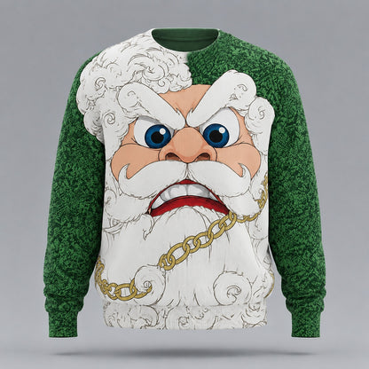 Gold Chain Angry Santa Christmas Sweater
