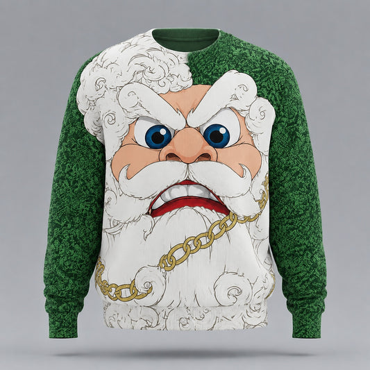 Gold Chain Angry Santa Christmas Sweater