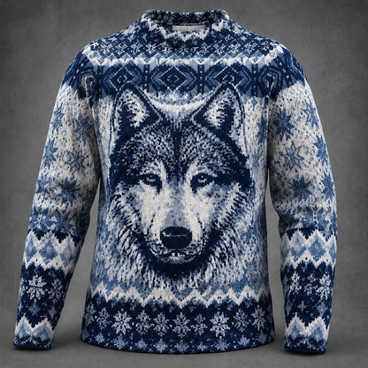 Nordic Wolf Portrait Sweater
