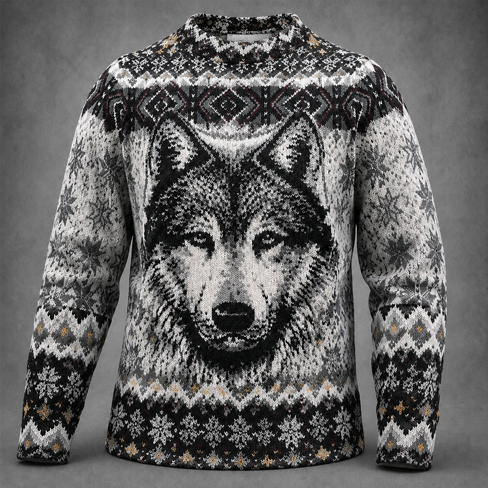 Nordic Wolf Portrait Sweater
