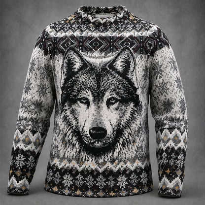 Nordic Wolf Portrait Sweater