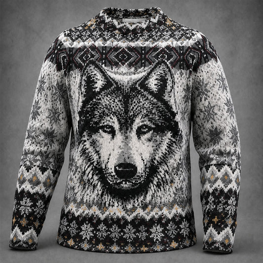 Nordic Wolf Portrait Sweater
