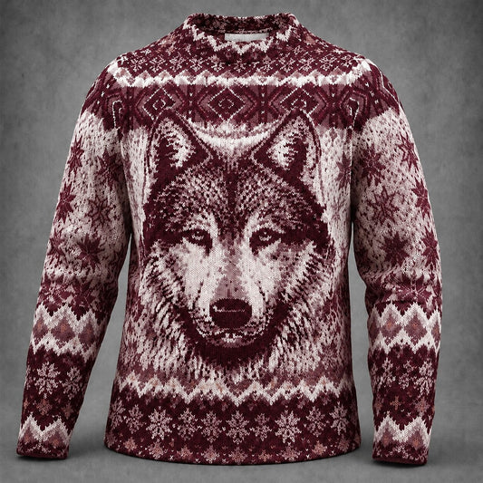 Nordic Wolf Portrait Sweater