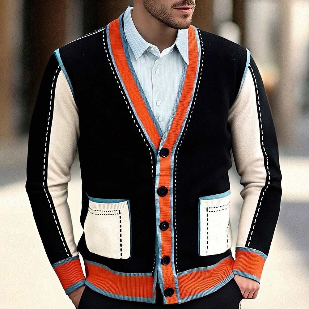 Contrast Border Pocket Cardigan