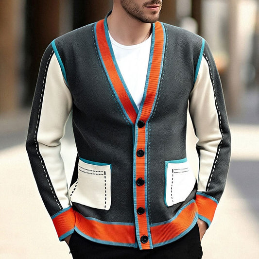 Contrast Border Pocket Cardigan
