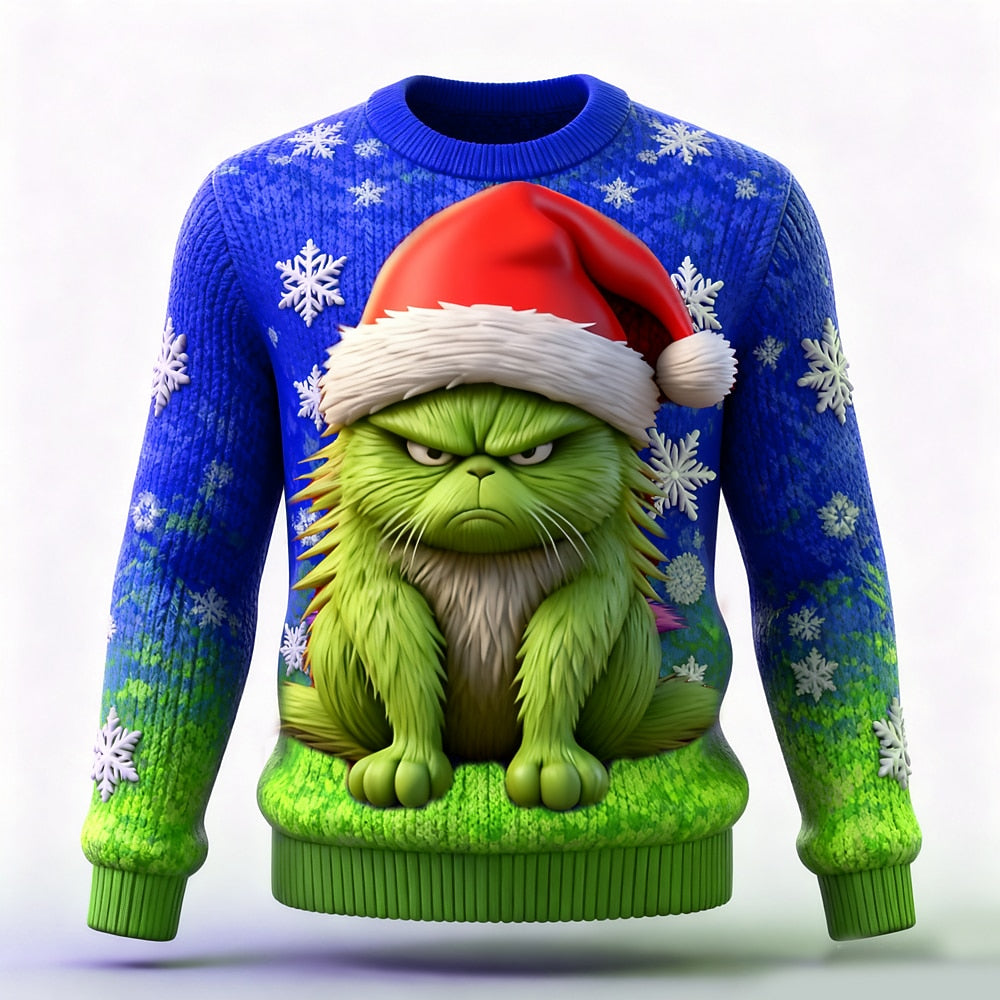 Grumpy Green Creature Santa Hat Sweater