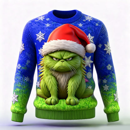 Grumpy Green Creature Santa Hat Sweater