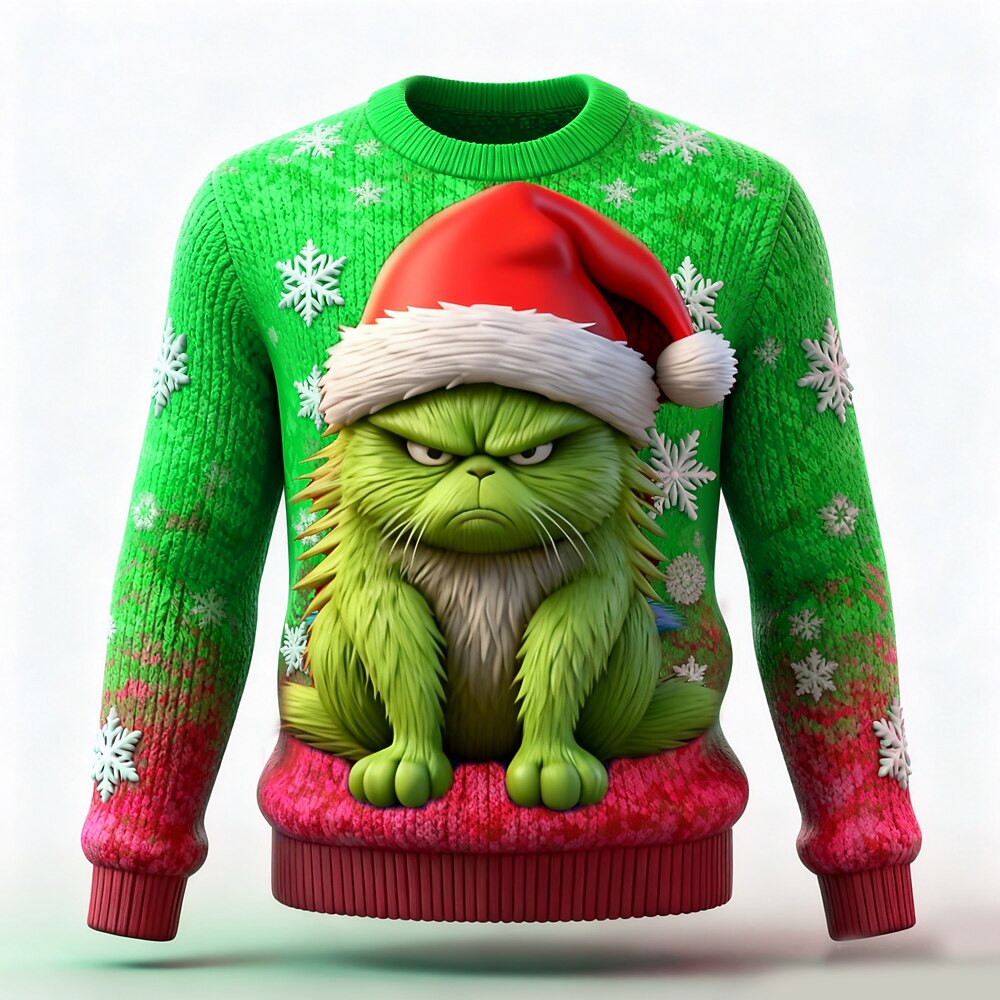 Grumpy Green Creature Santa Hat Sweater