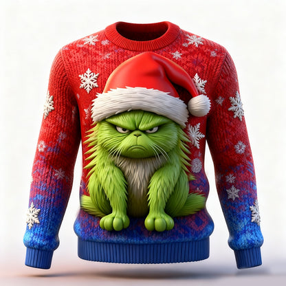 Grumpy Green Creature Santa Hat Sweater