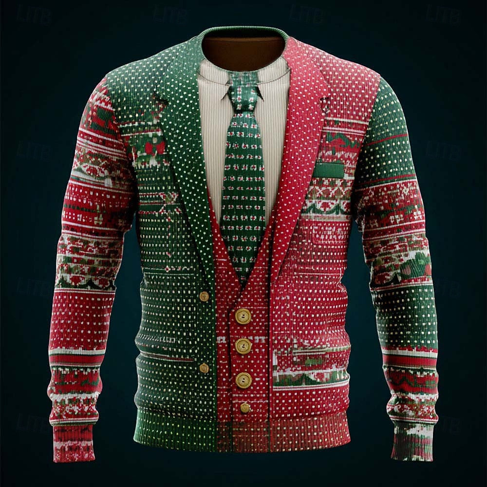 Christmas Vest and Tie Illusion Sweater