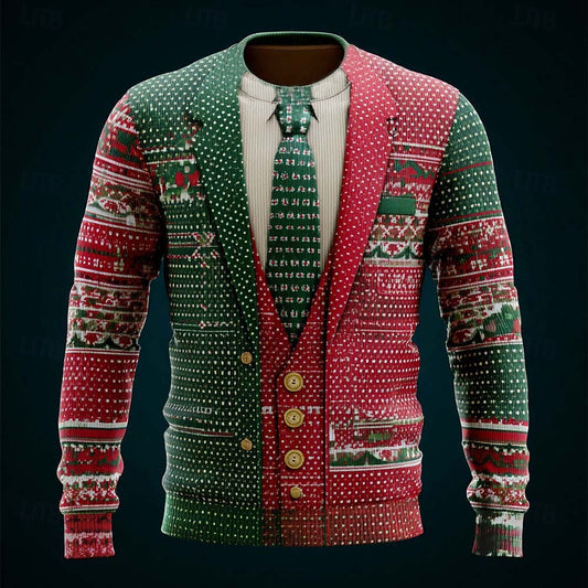 Christmas Vest and Tie Illusion Sweater