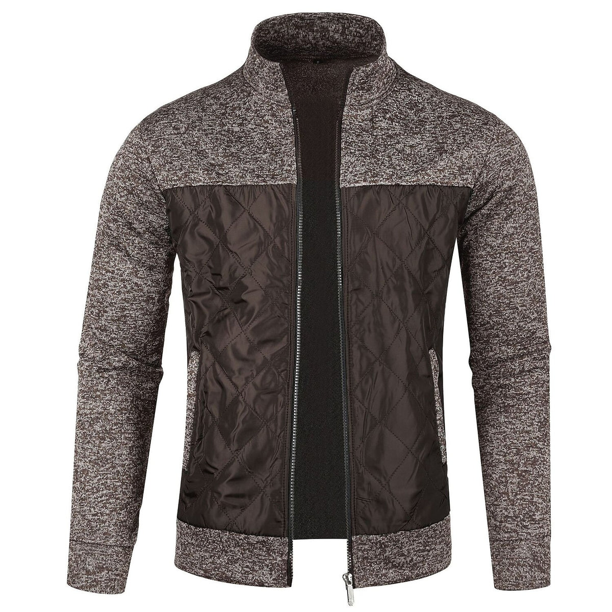 Contrast Chest Panel Zip Cardigan