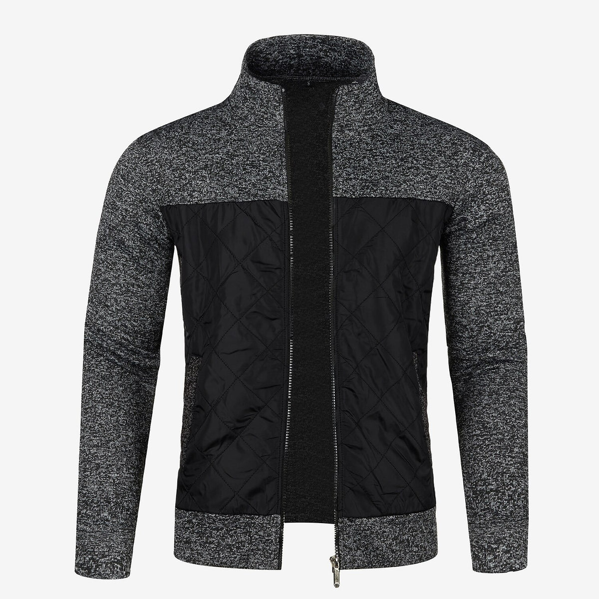 Contrast Chest Panel Zip Cardigan