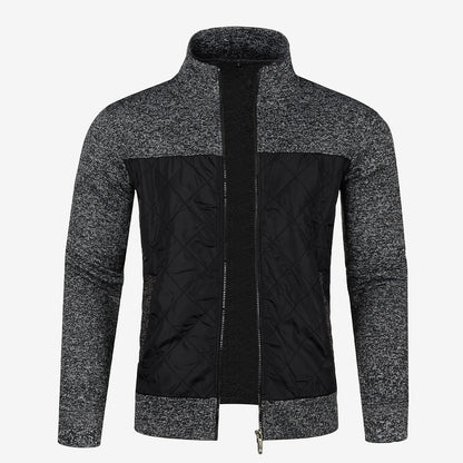 Contrast Chest Panel Zip Cardigan
