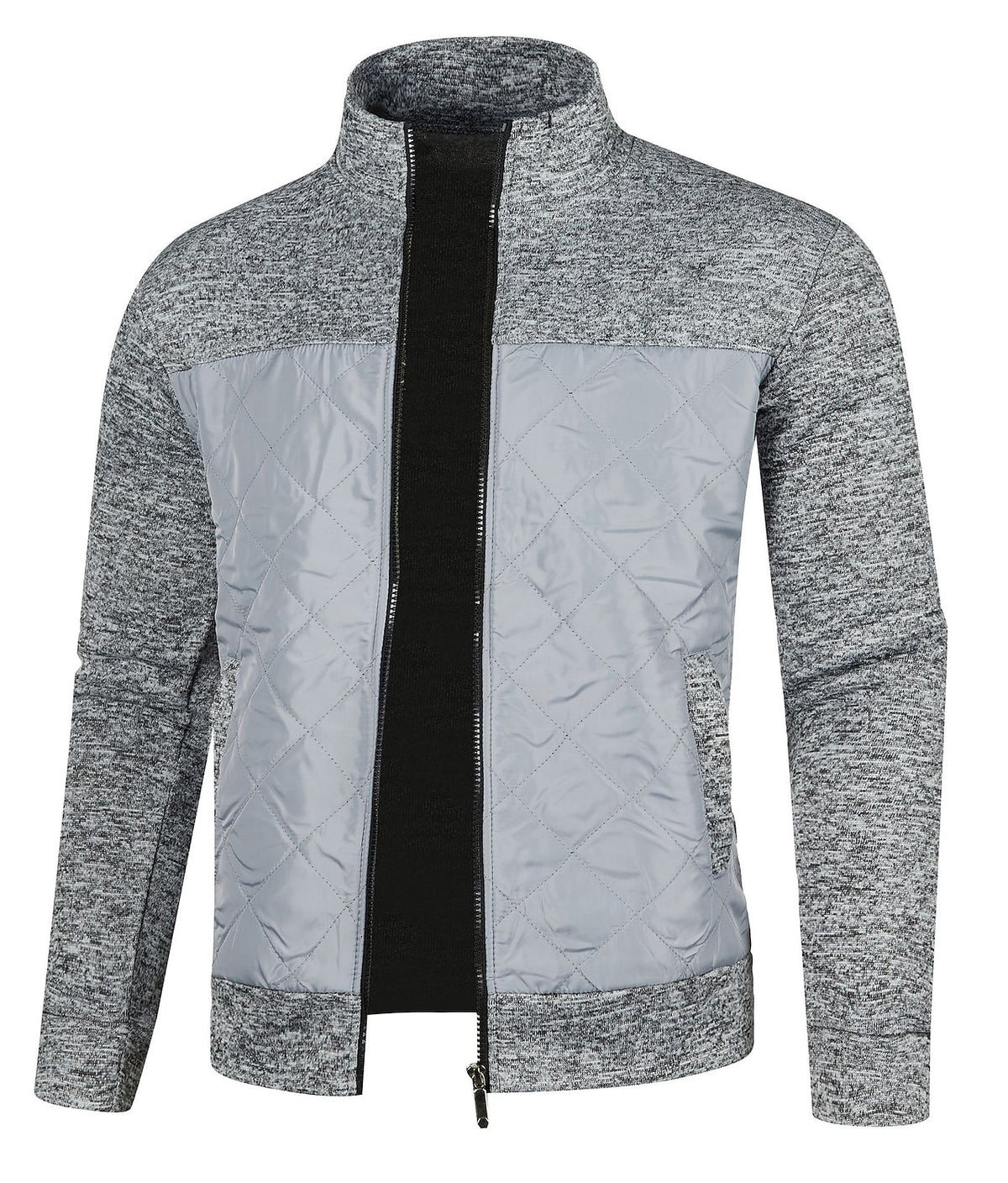 Contrast Chest Panel Zip Cardigan