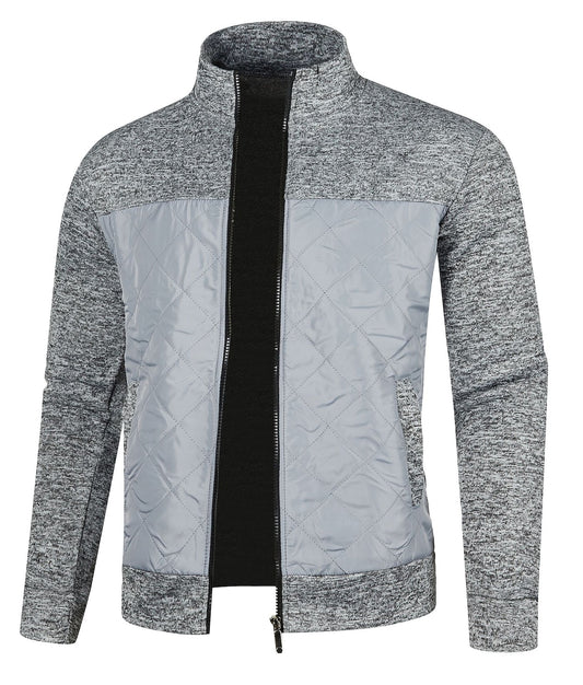 Contrast Chest Panel Zip Cardigan