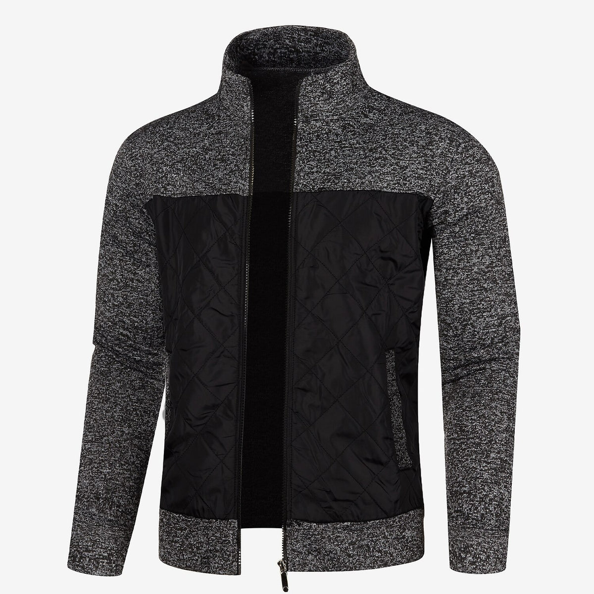 Contrast Chest Panel Zip Cardigan