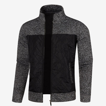 Contrast Chest Panel Zip Cardigan