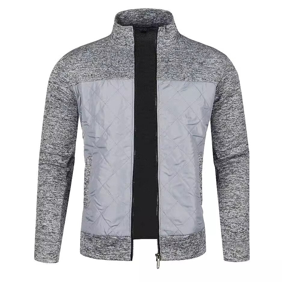 Contrast Chest Panel Zip Cardigan