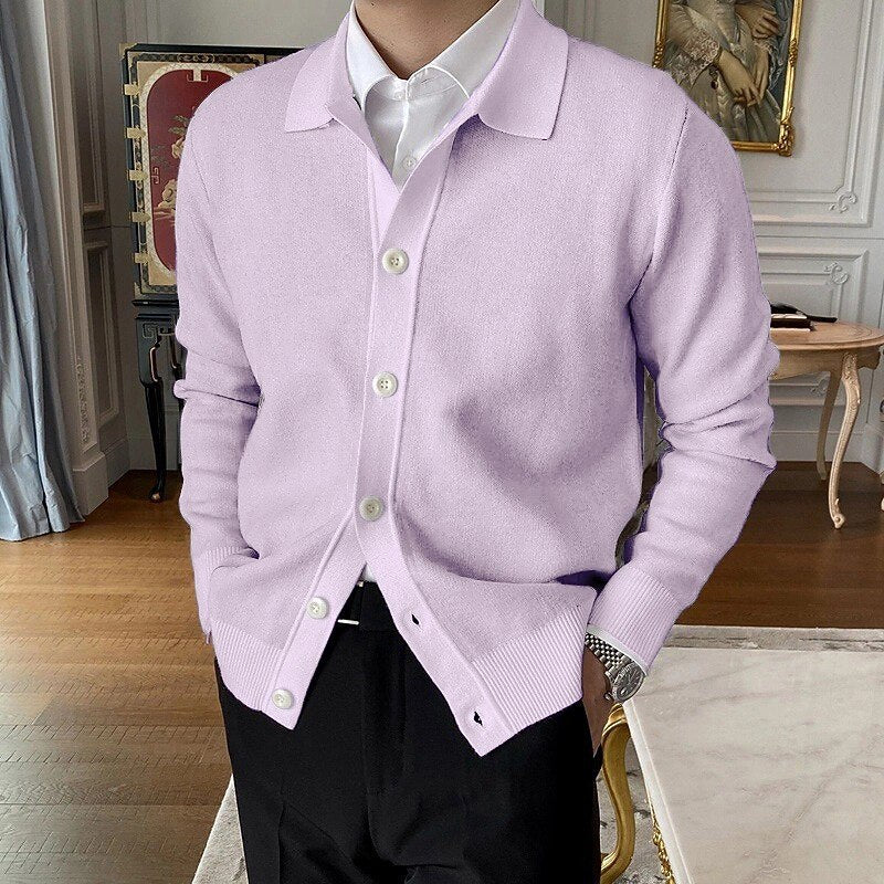 Foldover Collar Button Cardigan