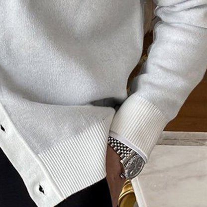 Foldover Collar Button Cardigan