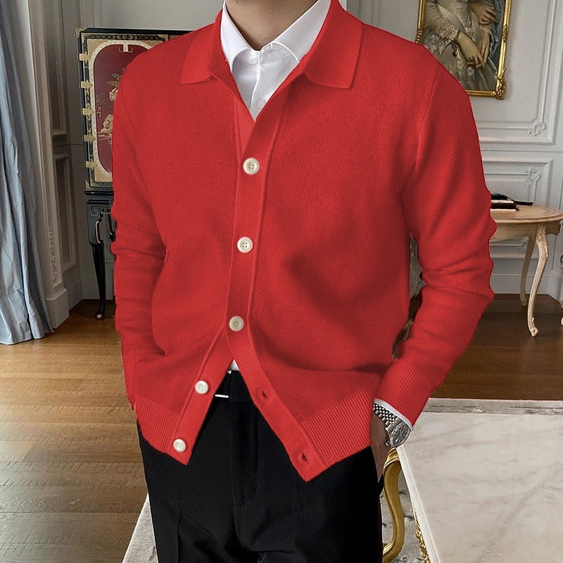 Foldover Collar Button Cardigan