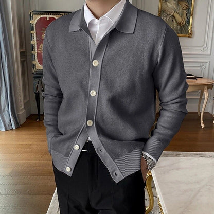 Foldover Collar Button Cardigan