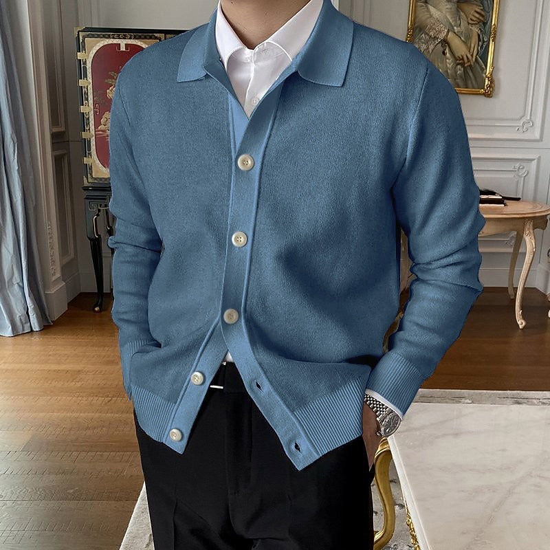 Foldover Collar Button Cardigan