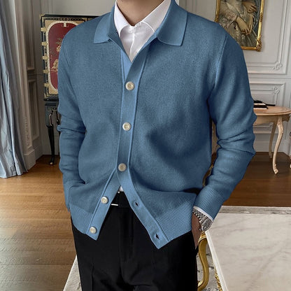 Foldover Collar Button Cardigan