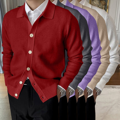 Foldover Collar Button Cardigan