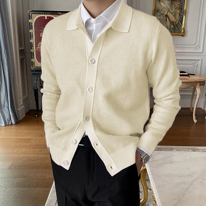 Foldover Collar Button Cardigan