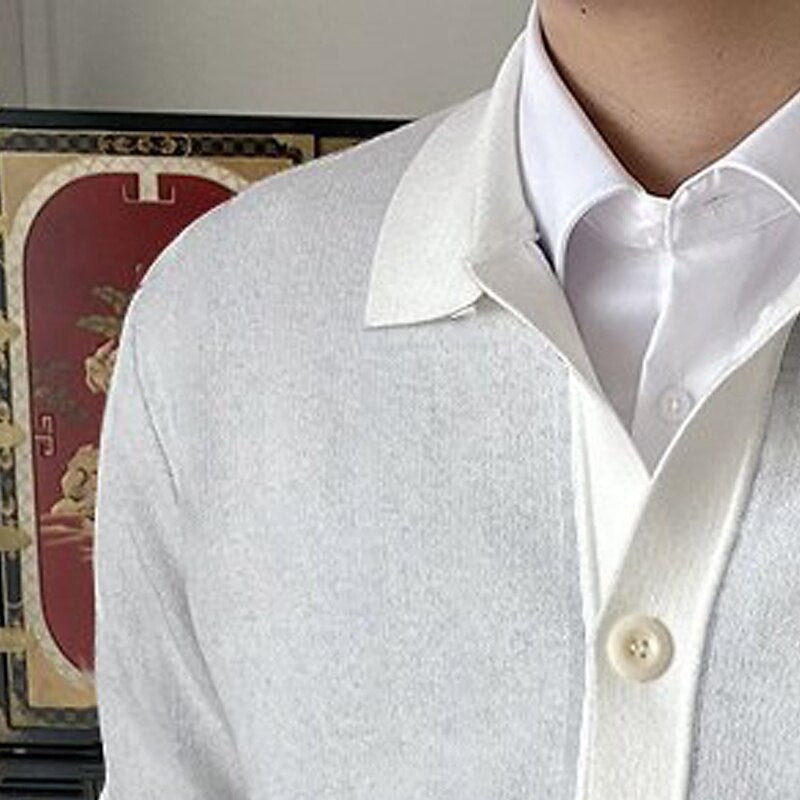 Foldover Collar Button Cardigan