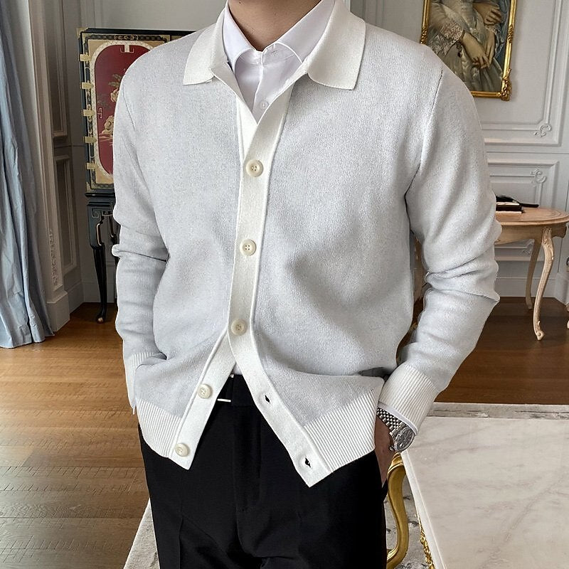 Foldover Collar Button Cardigan