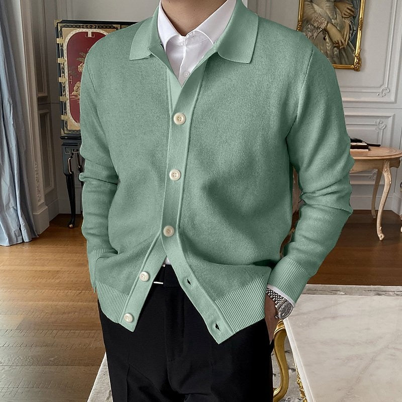 Foldover Collar Button Cardigan