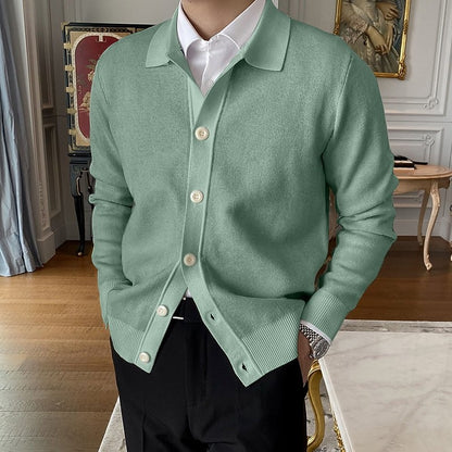 Foldover Collar Button Cardigan