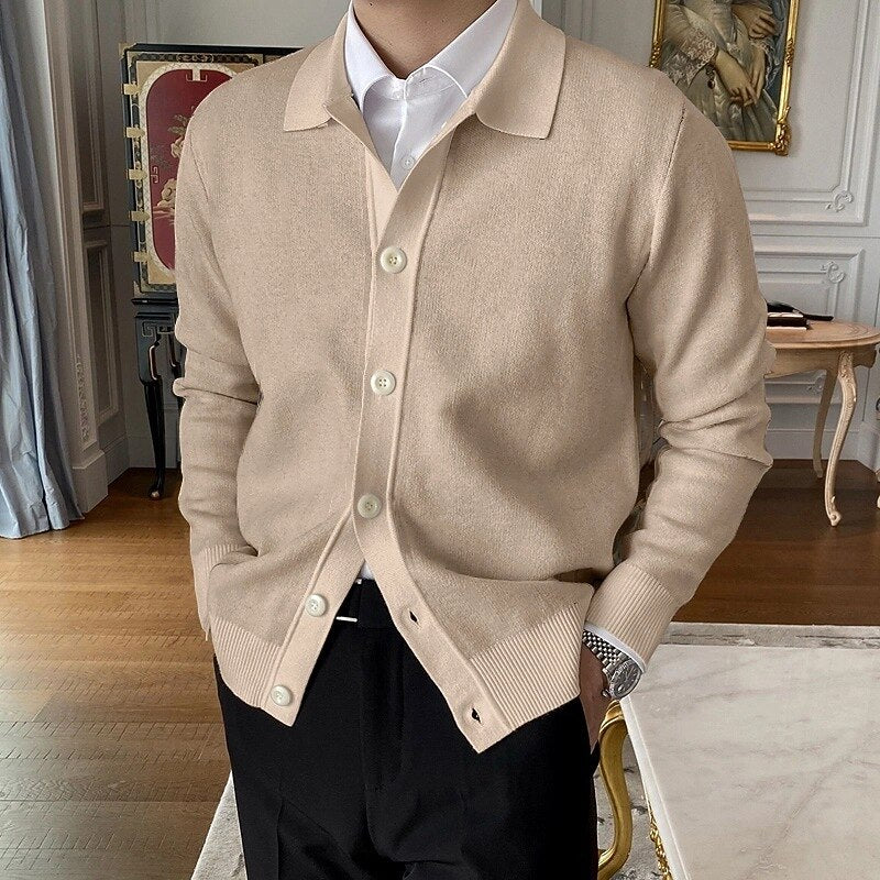 Foldover Collar Button Cardigan