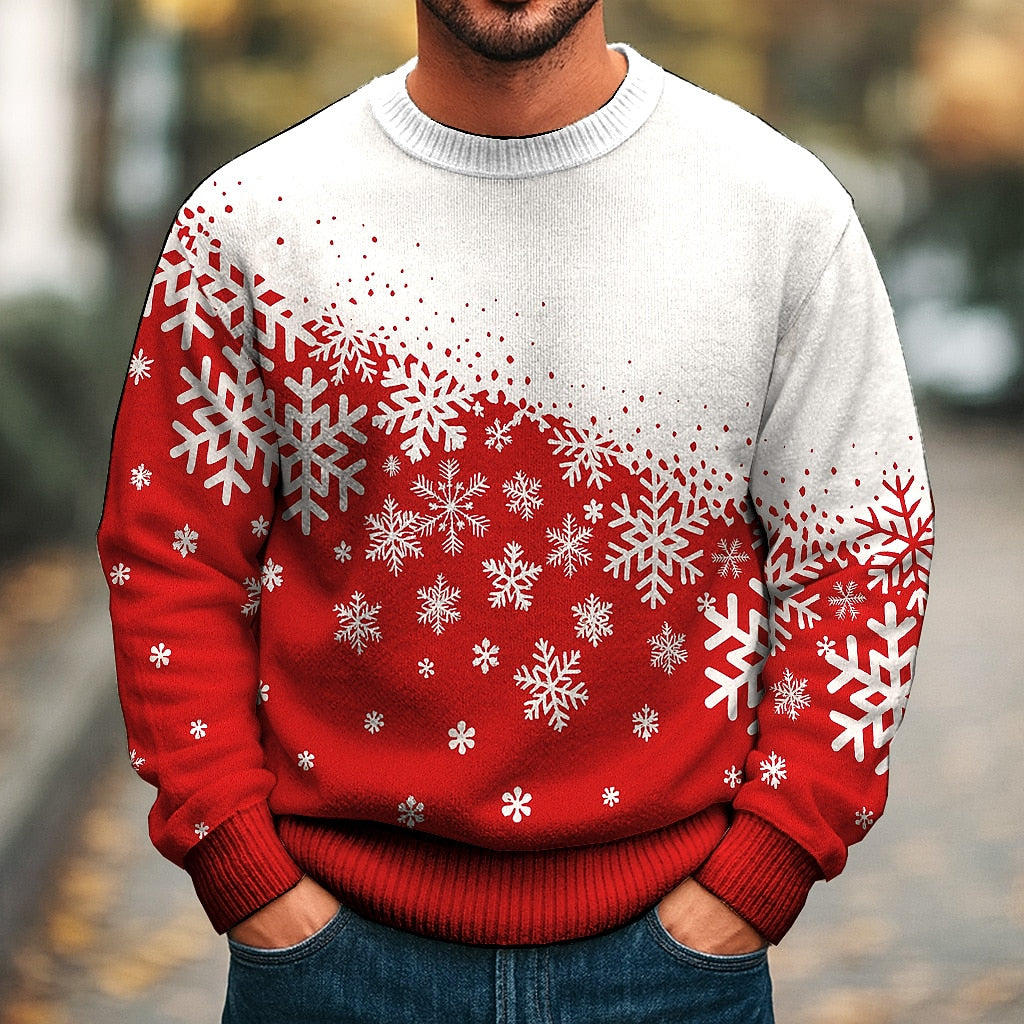 Diagonal Snowflake Color Block Sweater