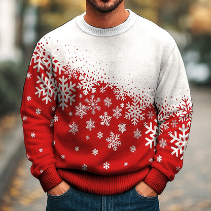 Diagonal Snowflake Color Block Sweater