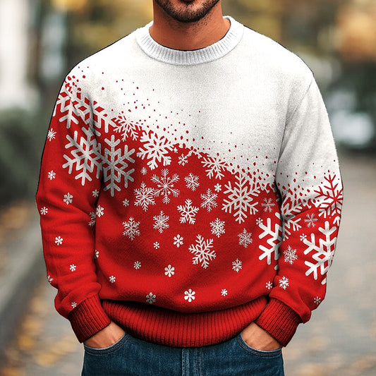 Diagonal Snowflake Color Block Sweater