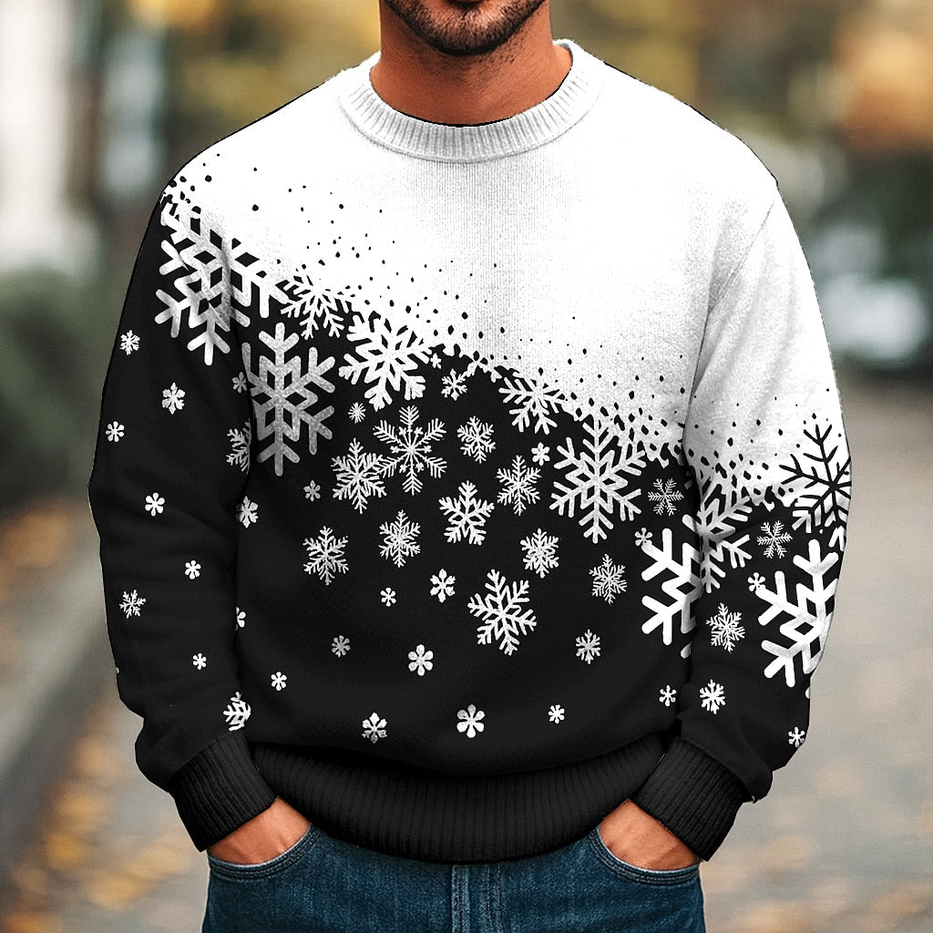 Diagonal Snowflake Color Block Sweater